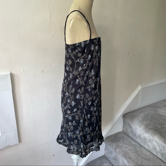Ann Ferriday Vintage Black Floral Lace Trim Rayon USA Made Dress Size Small - Picture 4 of 9